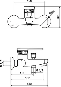 Смеситель для ванны Cezares Diana хром/золото DIANA-VM-01 Смеситель для ванны Cezares Diana хром/золото DIANA-VM-01, 2