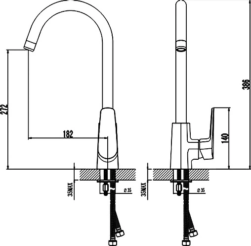 Смеситель для кухни SMARTsant Инлайн хром SM103501AA