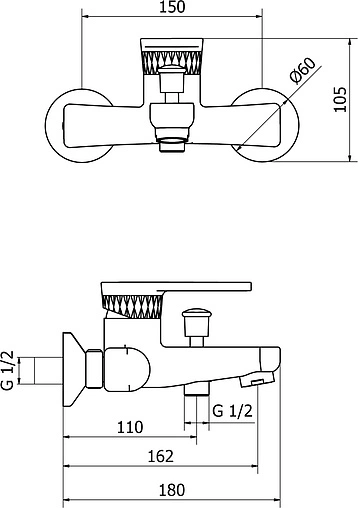 Смеситель для ванны Cezares Diana хром/золото DIANA-VM-01