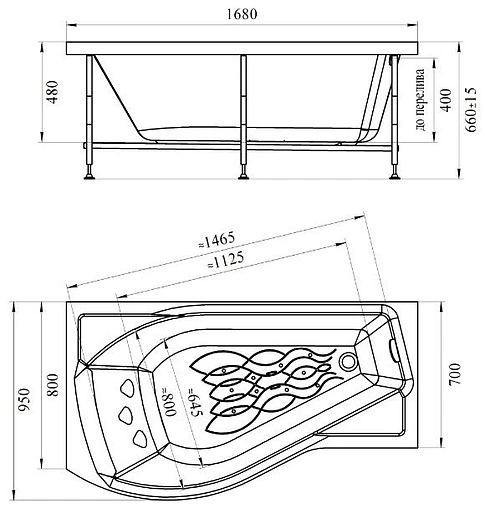 Ванна акриловая Radomir Миранда 168х95 L 2-01-0-1-1-209