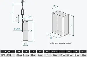 Насос скважинный центробежный 4&quot; Водолей 50/47 БЦПЭ 0.32-32У, 2