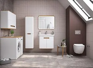 Шкаф-пенал с бельевой корзиной VitrA Sentо 40 R белый матовый/светлое дерево 60842 Шкаф-пенал с бельевой корзиной VitrA Sentо 40 R белый матовый/светлое дерево 60842, 4