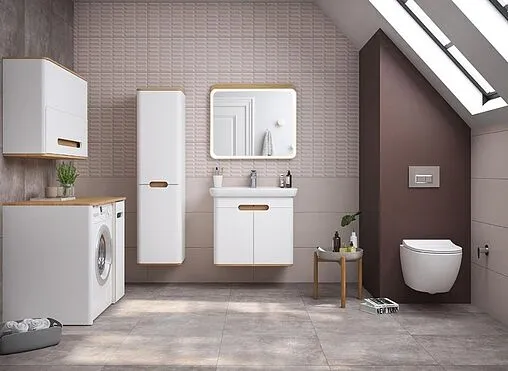 Шкаф-пенал с бельевой корзиной VitrA Sentо 40 R белый матовый/светлое дерево 60842 Шкаф-пенал с бельевой корзиной VitrA Sentо 40 R белый матовый/светлое дерево 60842