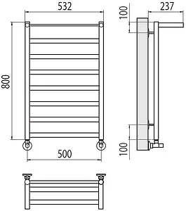 Полотенцесушитель водяной лесенка Terminus Хендрикс П8 500х800 полированная сталь 4670078530424, 2