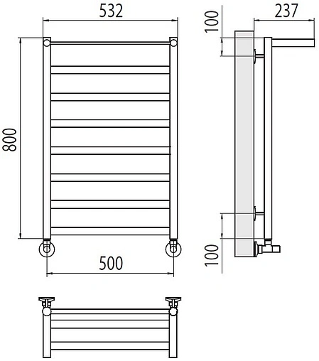 Полотенцесушитель водяной лесенка Terminus Хендрикс П8 500х800 полированная сталь 4670078530424