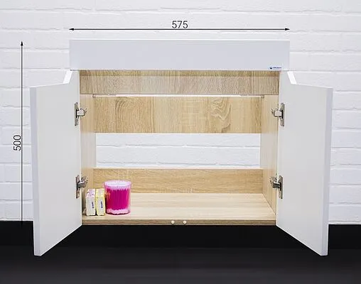 Тумба под умывальник подвесной Айсберг Мечта 60 белый/дуб сонома DM2316T