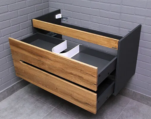 Тумба-умывальник подвесной Домино Karat 100 дуб вотан/антрацит DK3204T+4640021065204