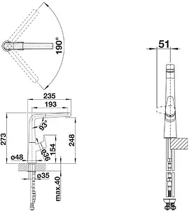 Смеситель для кухни с выдвижным изливом Blanco Avona-S чёрный матовый 526170 Смеситель для кухни с выдвижным изливом Blanco Avona-S чёрный матовый 526170, 2