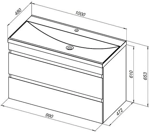 Тумба под умывальник подвесная Aquanet Нота New 100 дуб светлый 00334200