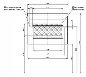 Тумба-умывальник подвесная Aquanet Верона 58 чёрный 00180175+00158754 Тумба-умывальник подвесная Aquanet Верона 58 чёрный 00180175+00158754, 3