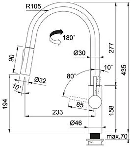 Смеситель для кухни с выдвижным изливом Franke Pescara L Slide-in чёрный матовый 115.0575.968 Смеситель для кухни с выдвижным изливом Franke Pescara L Slide-in чёрный матовый 115.0575.968, 2