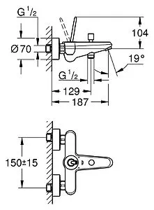 Смеситель для ванны Grohe Eurodisc Joy белый/хром 23431LS0, 2
