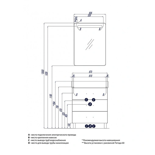 Тумба под умывальник напольная Aquaton Америна 70 M белый 1A169001AM010
