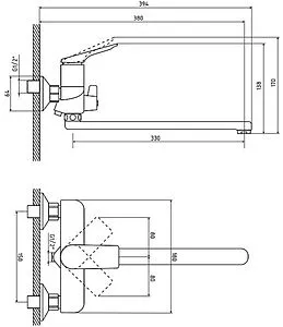 Смеситель для ванны с длинным изливом Osgard Solen хром 57223, 2
