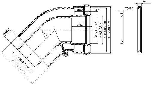 Колено для дымохода Ø 60/100мм ∠ 45° (Al) Protherm 3003200384