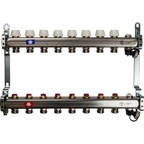Группа коллекторная без расходомеров 8 отводов 1&quot;в/в x ¾&quot;ек Stout SMS 0932 000008
