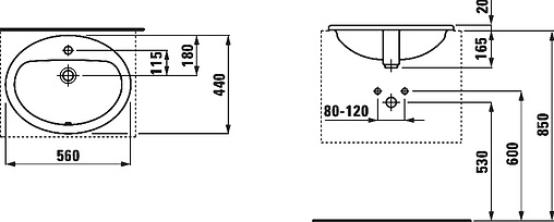 Раковина Laufen Pro 56 белый 8.1395.1.000.104.1