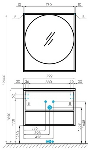 Зеркало Aquaton Лофт Фабрик 80 дуб кантри 1A242602LTDY0