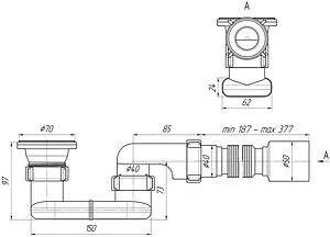 Сифон для душевого поддона Ани Пласт хром E015 Сифон для душевого поддона Ани Пласт хром E015, 2