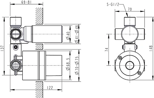 Скрытая часть термостата Bravat D969C-A