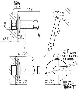 Гигиенический душ со смесителем Rav Slezak Colorado хром CO147/1, 2