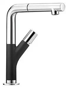Смеситель для кухни с выдвижным изливом Blanco Yovis-S чёрный/хром 518292 Смеситель для кухни с выдвижным изливом Blanco Yovis-S чёрный/хром 518292, 1