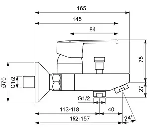 Смеситель для ванны Vidima Uno хром BA322AA Смеситель для ванны Vidima Uno хром BA322AA, 2