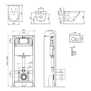 Комплект 6 в 1 Am.Pm Inspire FlashClean IS49001.501700 с кнопкой белый глянцевый, 2