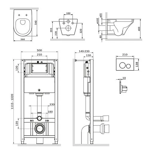 Комплект 6 в 1 Am.Pm Inspire FlashClean IS49001.501700 с кнопкой белый глянцевый