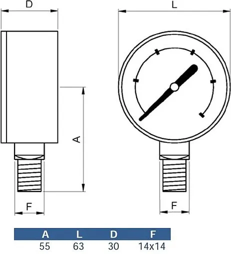 Манометр радиальный Genebre 63мм 16 бар ¼&quot; 3822 016
