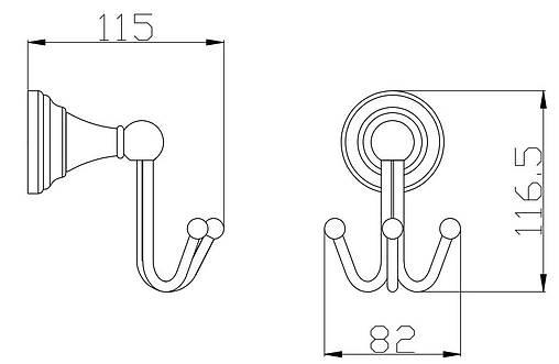 Крючок тройной Rav Slezak Morava retro хром MKA0105
