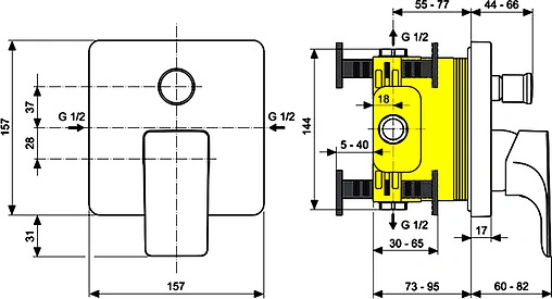 Смеситель для ванны скрытого монтажа Ideal Standard Strada хром A5853AA