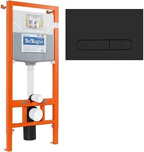 Инсталляция для подвесного унитаза Set 3 в 1 BelBagno BB002-80/BB007-PR-NERO.M с кнопкой черный матовый Инсталляция для подвесного унитаза Set 3 в 1 BelBagno BB002-80/BB007-PR-NERO.M с кнопкой черный матовый, 1