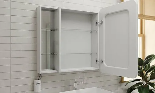 Шкаф-зеркало Jorno Bosko 100 R с подсветкой и часами белый Bos.03.100/W