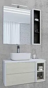 Тумба-умывальник подвесная Aquaton Брук 100 (80+20) дуб латте/белый, 2