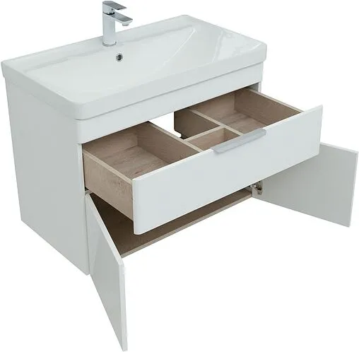 Тумба-умывальник Aquanet Ирис new 80 белый глянец 00310150+