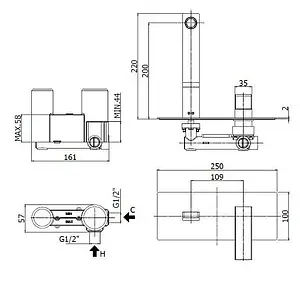 Смеситель для раковины из стены Paffoni Tango хром TA105CR Смеситель для раковины из стены Paffoni Tango хром TA105CR, 2