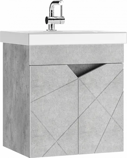 Тумба-умывальник подвесной Домино Vector 50 метрополитан грей/бетон серый DV6609T+S-UM-COM50/1-w
