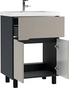 Тумба-умывальник напольная Домино Karat 60 серый тауп DK3212T+4627173210164, 3