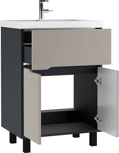 Тумба-умывальник напольная Домино Karat 60 серый тауп DK3212T+4627173210164