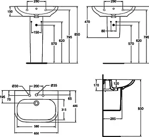 Раковина Ideal Standard Active 65 белый T054301 Раковина Ideal Standard Active 65 белый T054301, 2