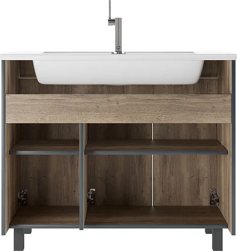 Тумба-умывальник напольная Домино Dolche 100 дуб галифакс табак DD5402T+4627173210447