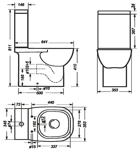 Унитаз-компакт с функцией биде Sanita Luxe Quadro белый WC.CC/Quadro/2-DM.Bidet/WHT.G/S1