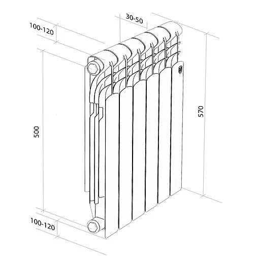 Радиатор алюминиевый 10 секций Royal Thermo Revolution A 500 Bianco Traffico RTRA350010 Радиатор алюминиевый 10 секций Royal Thermo Revolution A 500 Bianco Traffico RTRA350010