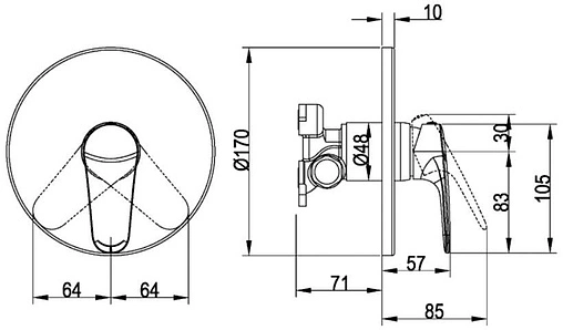 Смеситель для душа скрытого монтажа Villeroy&amp;Boch Architectura Square хром TVS12500200061