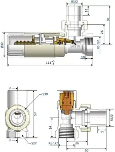 Комплект вентилей терморегулирующих угловых ½" в/н Schlosser Standard Mini черный 602200056 Ral 9005 Комплект вентилей терморегулирующих угловых ½" в/н Schlosser Standard Mini черный 602200056 Ral 9005, 2
