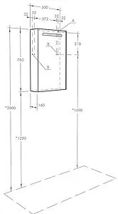 Шкаф-зеркало Aquaton Сильва 50 дуб фьорд 1A215502SIW6L, 2