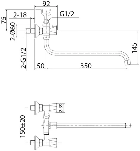 Смеситель для ванны с длинным изливом Milardo Tring хром TRISB02M10