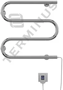 Полотенцесушитель электрический М-образный Terminus Электро 25 ПСЭ М 500х500 полированная сталь 4620768883910, 1