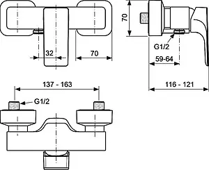 Смеситель для душа Ideal Standard Strada хром A5846AA Смеситель для душа Ideal Standard Strada хром A5846AA, 2